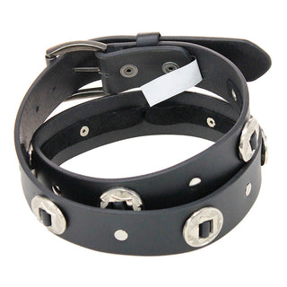 Large Western Concho Premium Veg-Tan Black Leather Belt #BT5882C