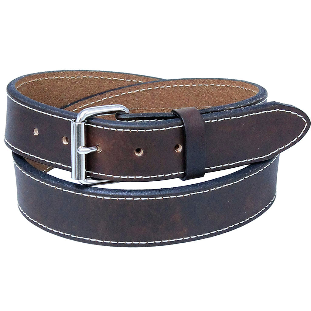 Double Thick Extra Heavy Brown Leather Belt Stitched #BTA2143XXN