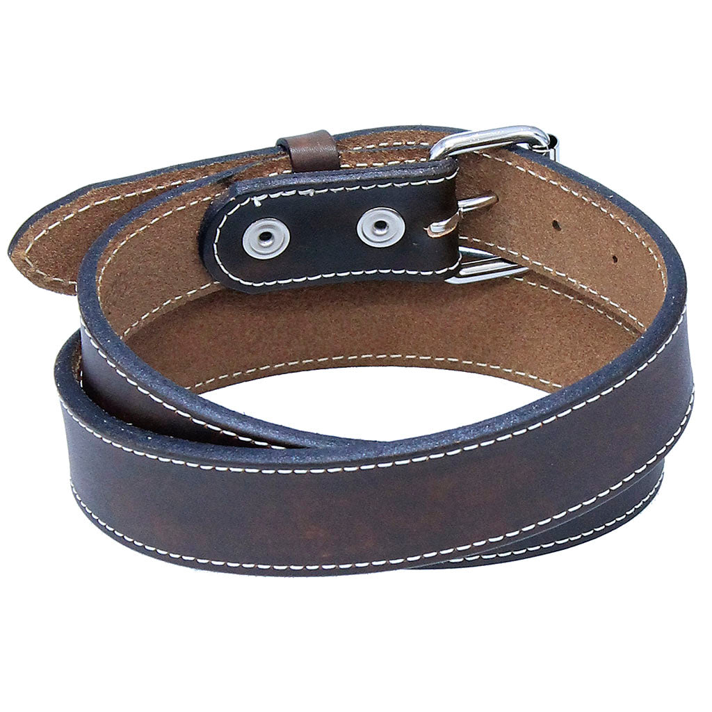 Double Thick Extra Heavy Brown Leather Belt Stitched #BTA2143XXN