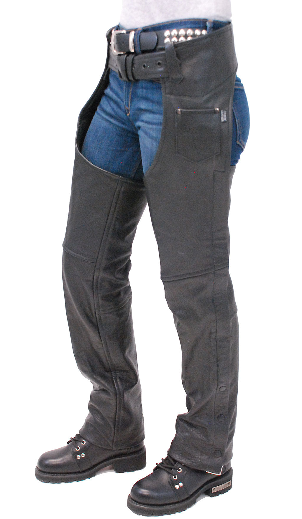 Classic Black Buffalo Leather Chaps #C8000 ()