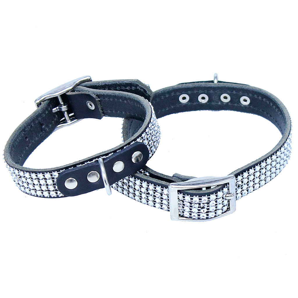 Crystal Leather Dog Collar #DC2402CRY