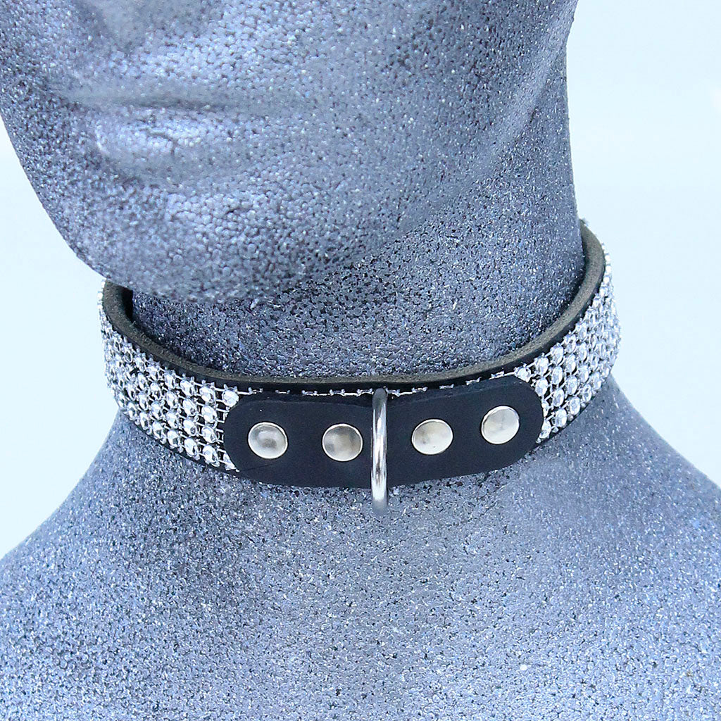 Crystal Leather Dog Collar #DC2402CRY