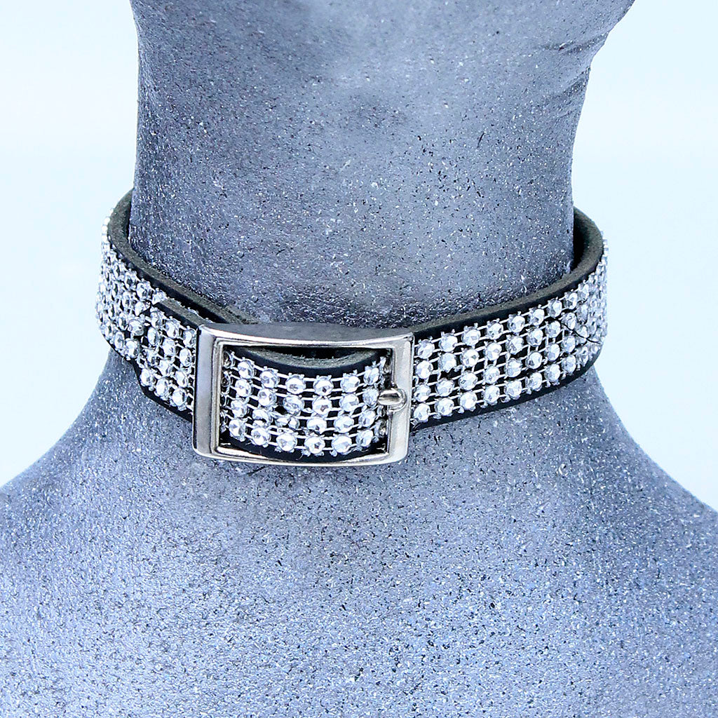 Crystal Leather Dog Collar #DC2402CRY