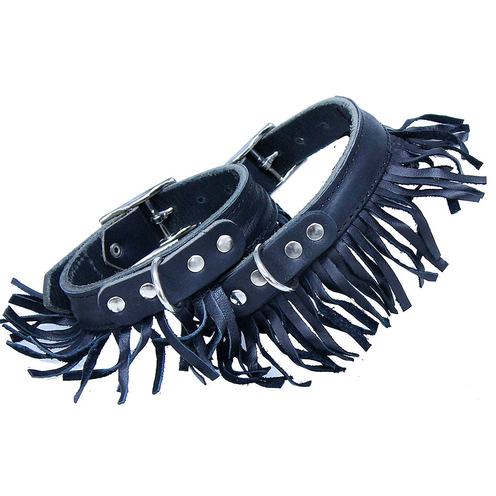 Leather Dog Collar with Fringe #DC24030FK