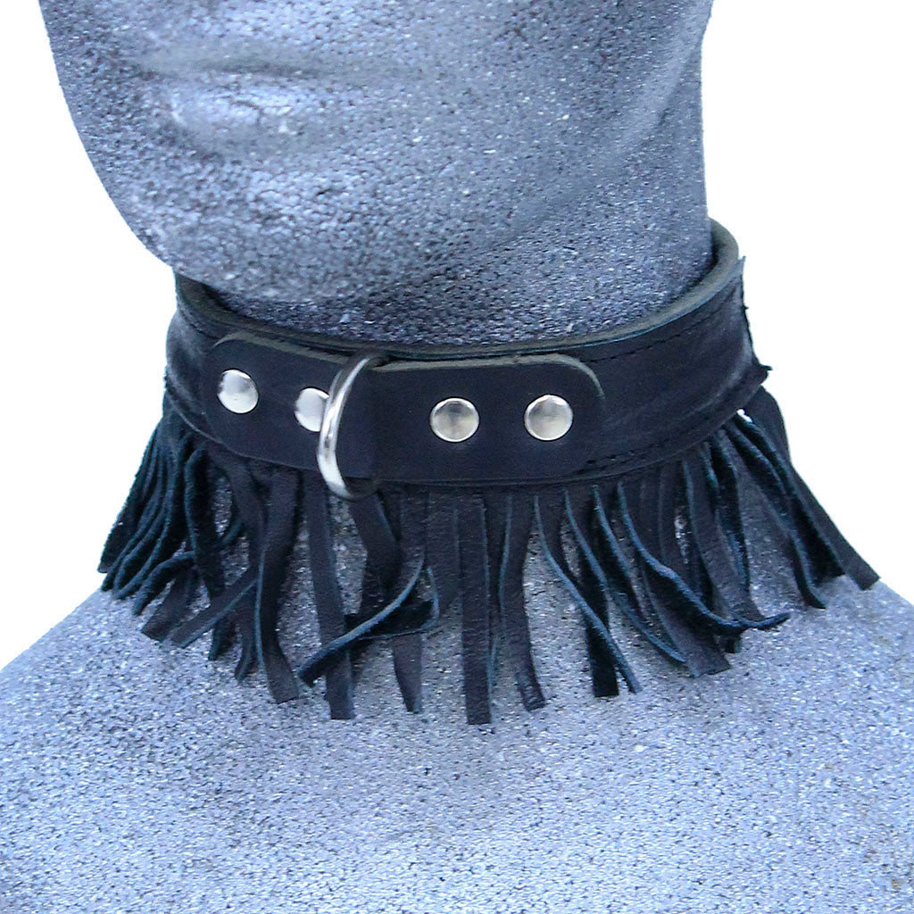 Leather Dog Collar with Fringe #DC24030FK