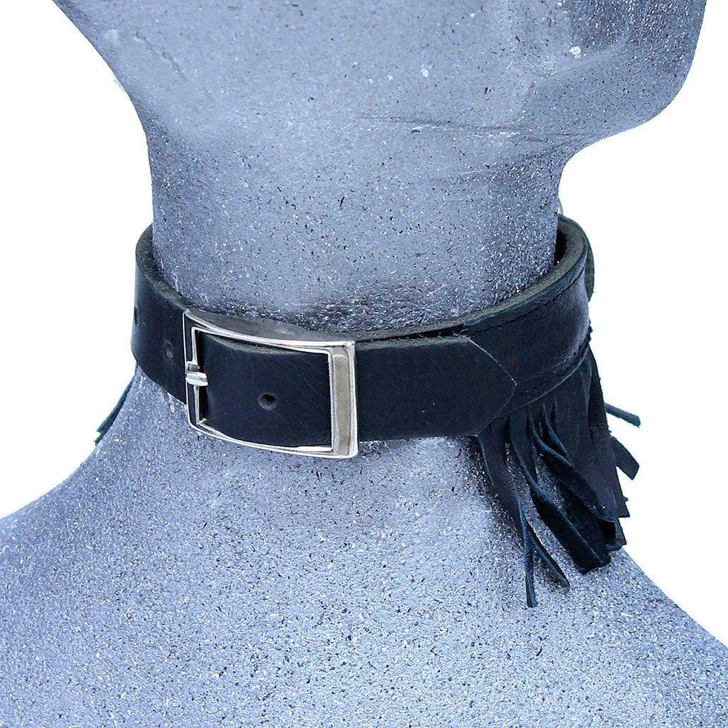 Leather Dog Collar with Fringe #DC24030FK