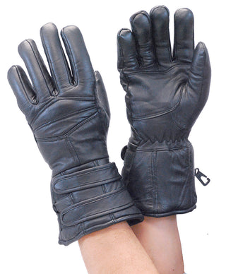 Black Leather Gauntlet Glove #G400K