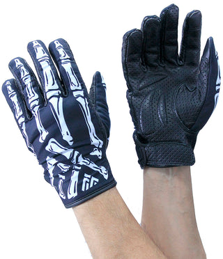 Skeleton Hand Gloves w/Perforated Leather Gel Padded Grip #G8241SKULL