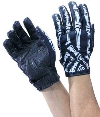 Skeleton Hand Gloves w/Perforated Leather Gel Padded Grip #G8241SKULL