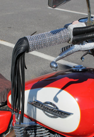 Simulated Crystal Leather Grip Covers with Fringe #GR2023FCRY