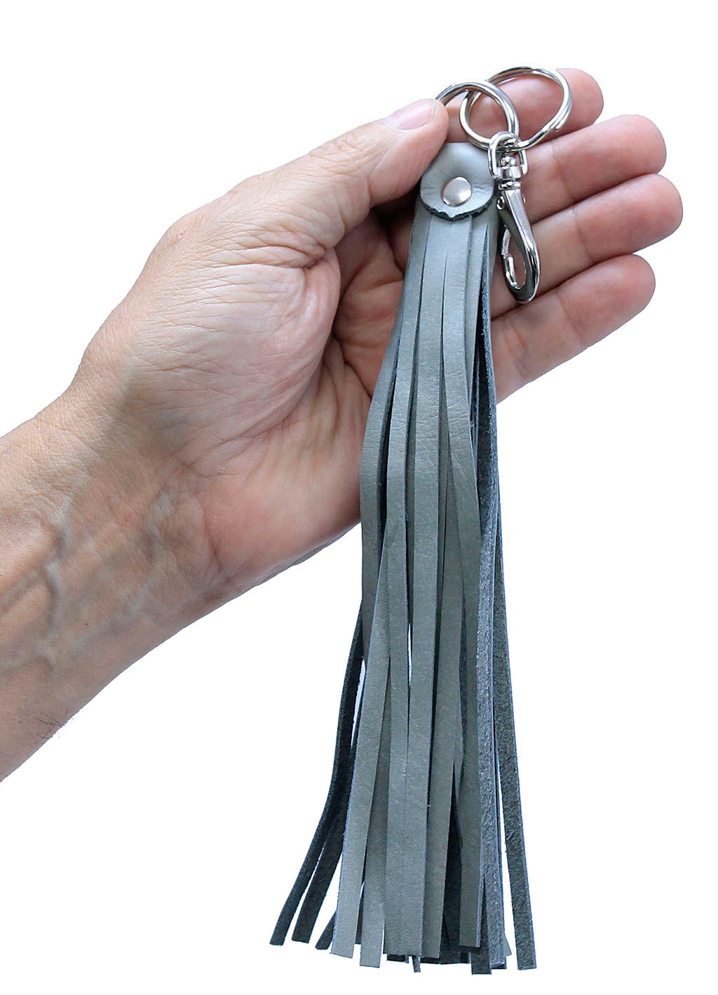 Gray Leather Whip Keychain #KC1803GY