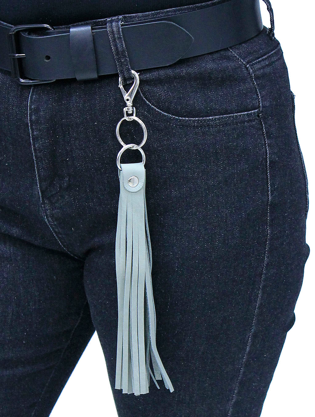 Gray Leather Whip Keychain #KC1803GY