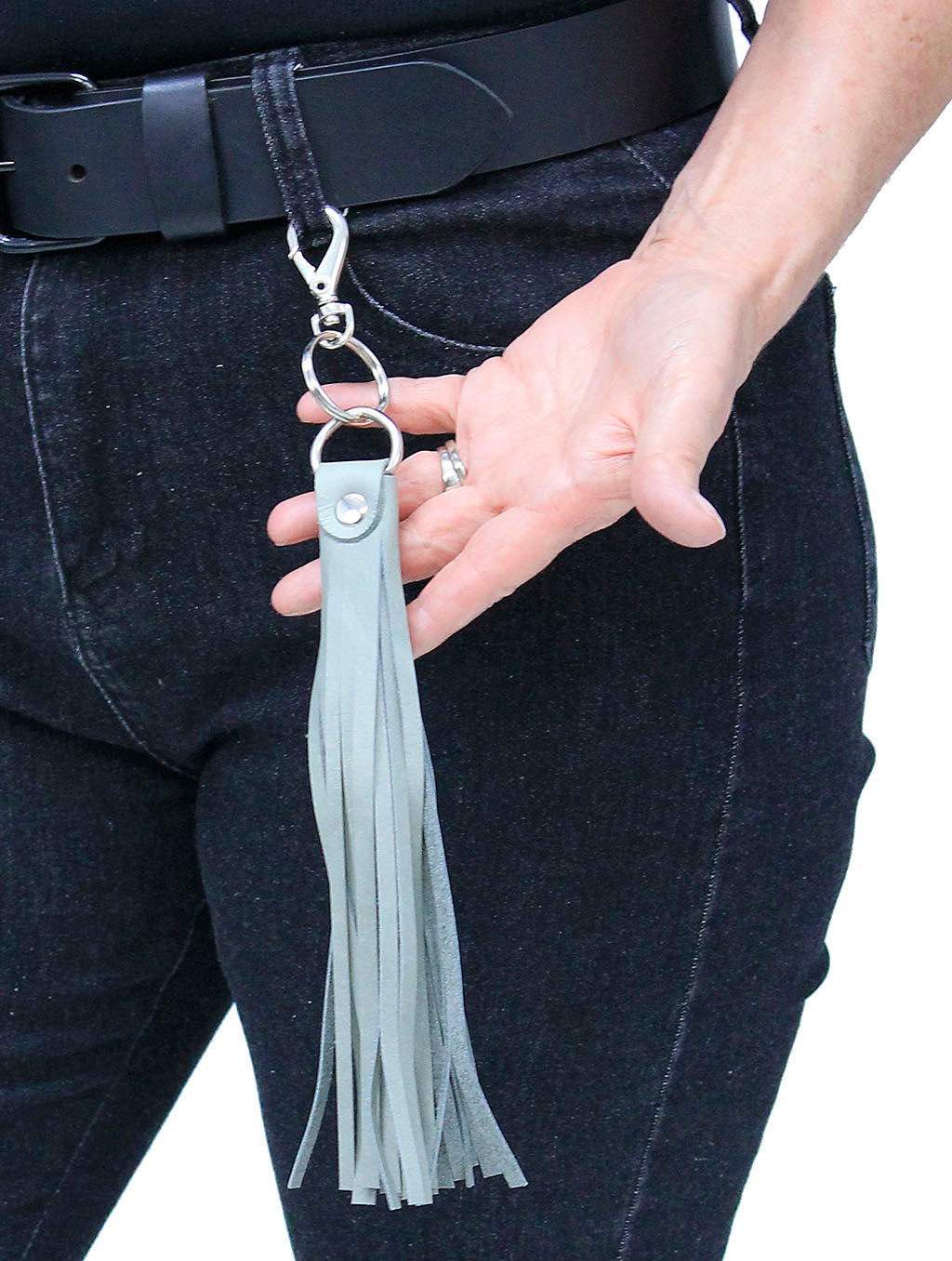 Gray Leather Whip Keychain #KC1803GY