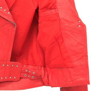Women's Red Stud Trim Motorcycle Jacket #L15601R (S-L)