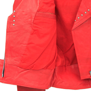 Women's Red Stud Trim Motorcycle Jacket #L15601R (S-L)