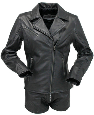 Reflector Stars Women's Lambskin Motorcycle Jacket #L6960RK-STAR