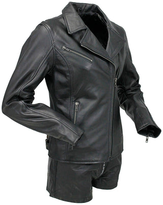 Reflector Stars Women's Lambskin Motorcycle Jacket #L6960RK-STAR
