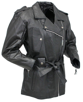 Ladies 3/4 Length Belted MC Jacket - Special #L8251K (S-L)