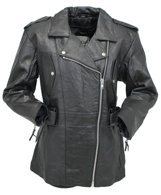 Ladies 3/4 Length Belted MC Jacket - Special #L8251K (S-L)