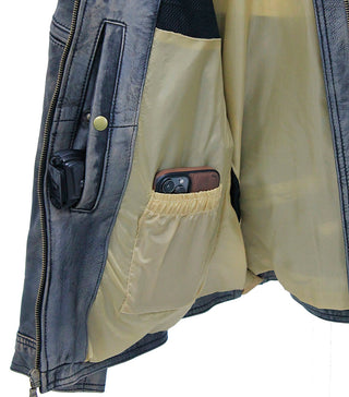 Women's Distressed Taupe/Black Scooter Jacket CC Pocket #LA2012VGK