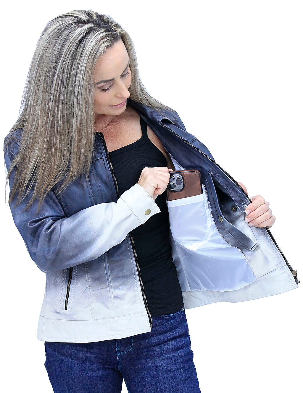 Ombre Blue/White Jean Jacket CCW Pocket  #LA3822GUW