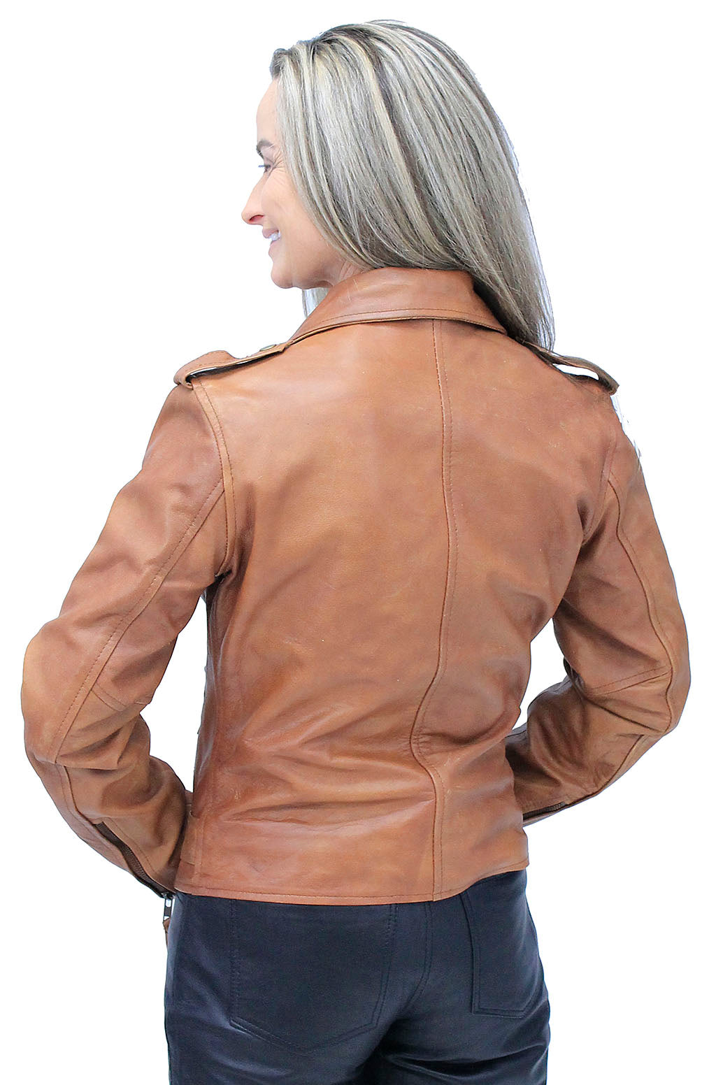 Arizona Brown Leather Motorcycle Jacket #LA68321N