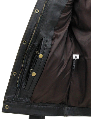 Women's Ultra Premium Vintage Brown Leather Jean Jacket #LA6894GN