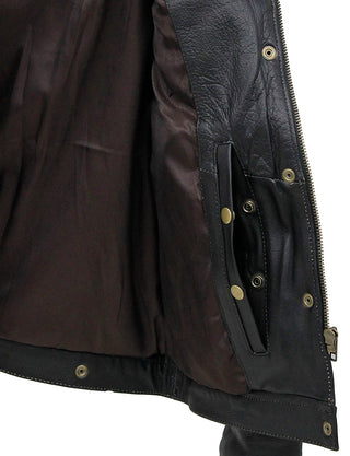 Women's Ultra Premium Vintage Brown Leather Jean Jacket #LA6894GN