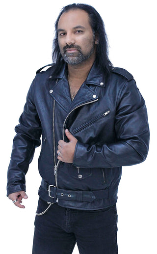 Men's Lightweight Soft Lambskin Leather MC Jacket #M100LAMBK