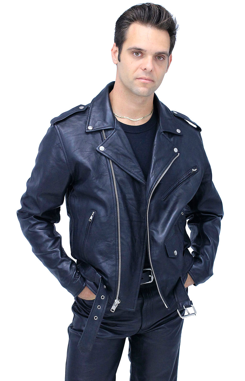 Men's Lightweight Soft Lambskin Leather MC Jacket #M100LAMBK