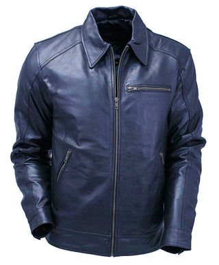 Classic 1950's Black Leather Jacket with Zip Out Lining #M1956GZK