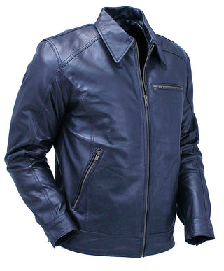 Classic 1950's Black Leather Jacket with Zip Out Lining #M1956GZK