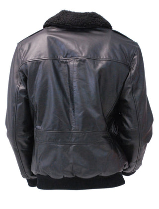 Black Classic A2 Leather Bomber Jacket w/Removable Collar #M2190K