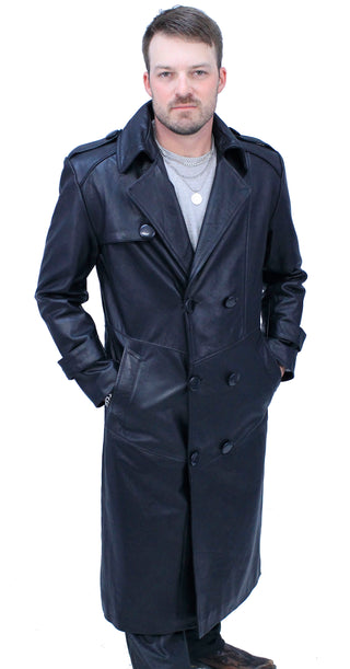 Jamin Leather Trench in Premium Black Cow #M2202K