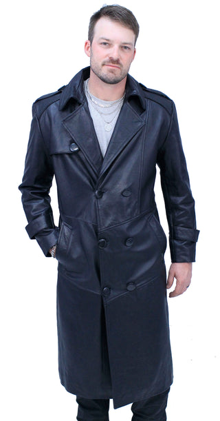 Jamin Leather Trench in Premium Black Cow #M2202K
