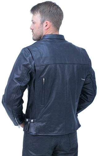 Vented Cafe' Racer Concealed Pocket Leather Jacket #M5020VZK