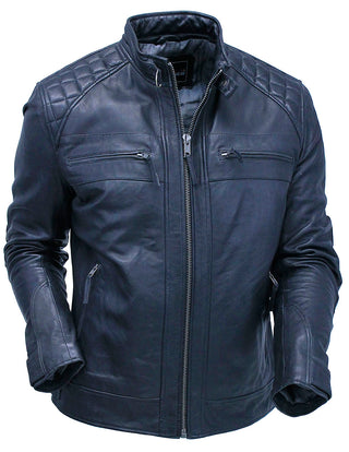 Men's Super Soft Lambskin Leather Jacket with Quilting #M5500QK