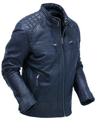 Men's Super Soft Lambskin Leather Jacket with Quilting #M5500QK