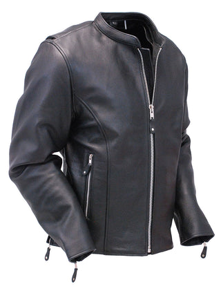 Black Cafe Racer Leather Motorcycle Jacket #M570Z