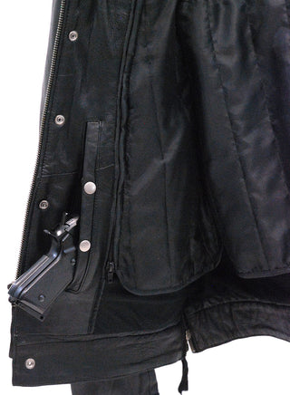 ~(d) Men's Black Lambskin Hooded Jean Jacket w/Vents #M6905GHK
