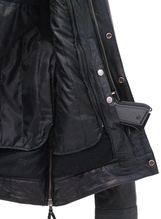 ~(d) Men's Black Lambskin Hooded Jean Jacket w/Vents #M6905GHK
