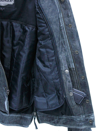 Concealed Pocket Gray Motorcycle Jacket w/Venting & Hood #M6906HVZGY ()