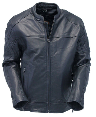 Men's Vented Concealed Pocket Ultra Premium Leather Jacket w/Quilt #M6922VZNK