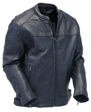 Men's Vented Concealed Pocket Ultra Premium Leather Jacket w/Quilt #M6922VZNK