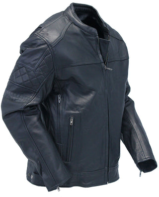 Men's Vented Concealed Pocket Ultra Premium Leather Jacket w/Quilt #M6922VZNK