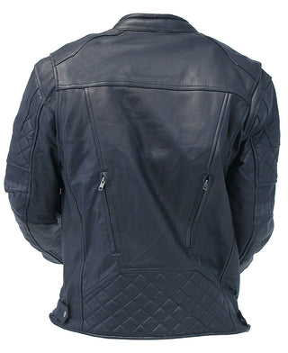 Men's Vented Concealed Pocket Ultra Premium Leather Jacket w/Quilt #M6922VZNK
