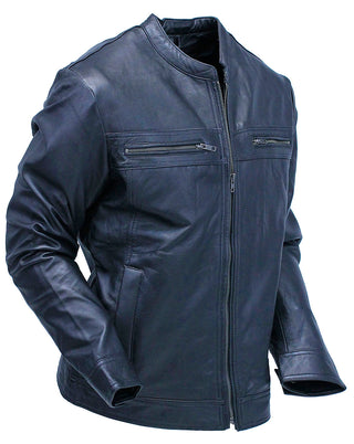 Men's Black Lightweight Leather Motorcycle Jacket #M69240K