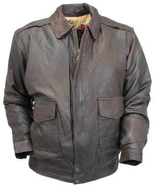 Economy Brown Leather A2 Bomber Jacket - Special #M9991N (S,M,2X,3X)