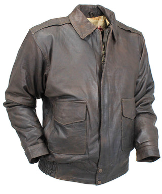 Economy Brown Leather A2 Bomber Jacket - Special #M9991N (S,M,2X,3X)