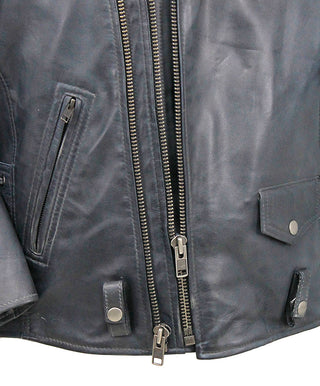 Men's Charcoal Gray Double Zip MC Leather Jacket #MA24800GGY